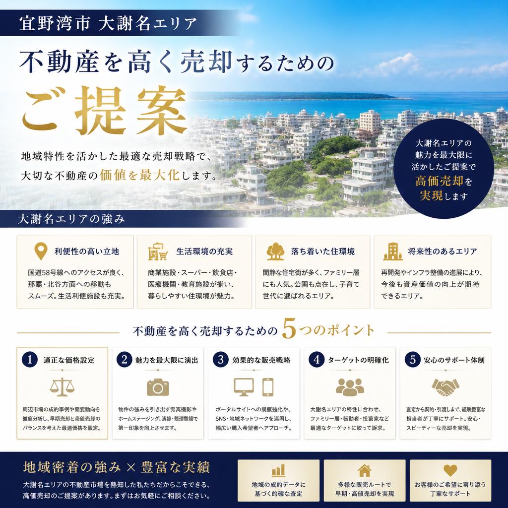 「宜野湾市 大謝名エリア」で不動産を高く売却するためのご提案